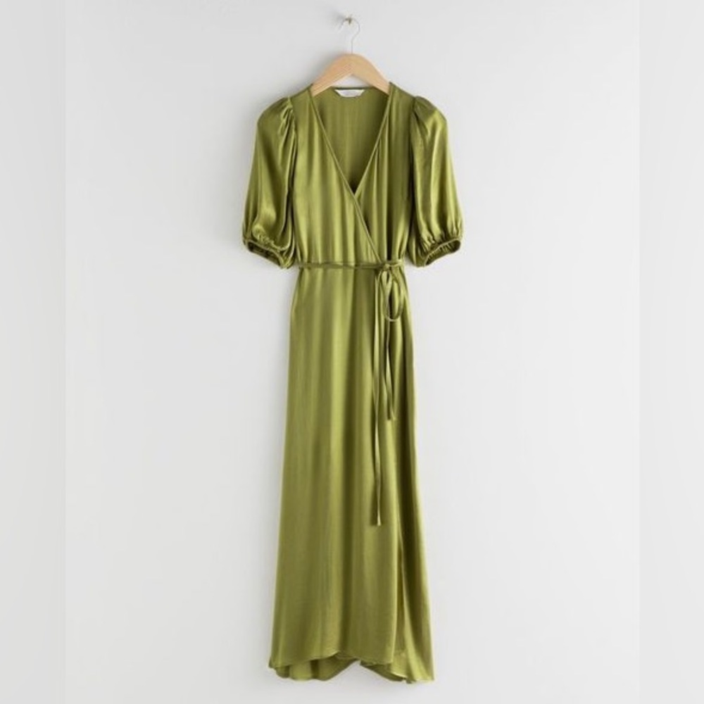 & Other Stories Satin Maxi Wrap Dress